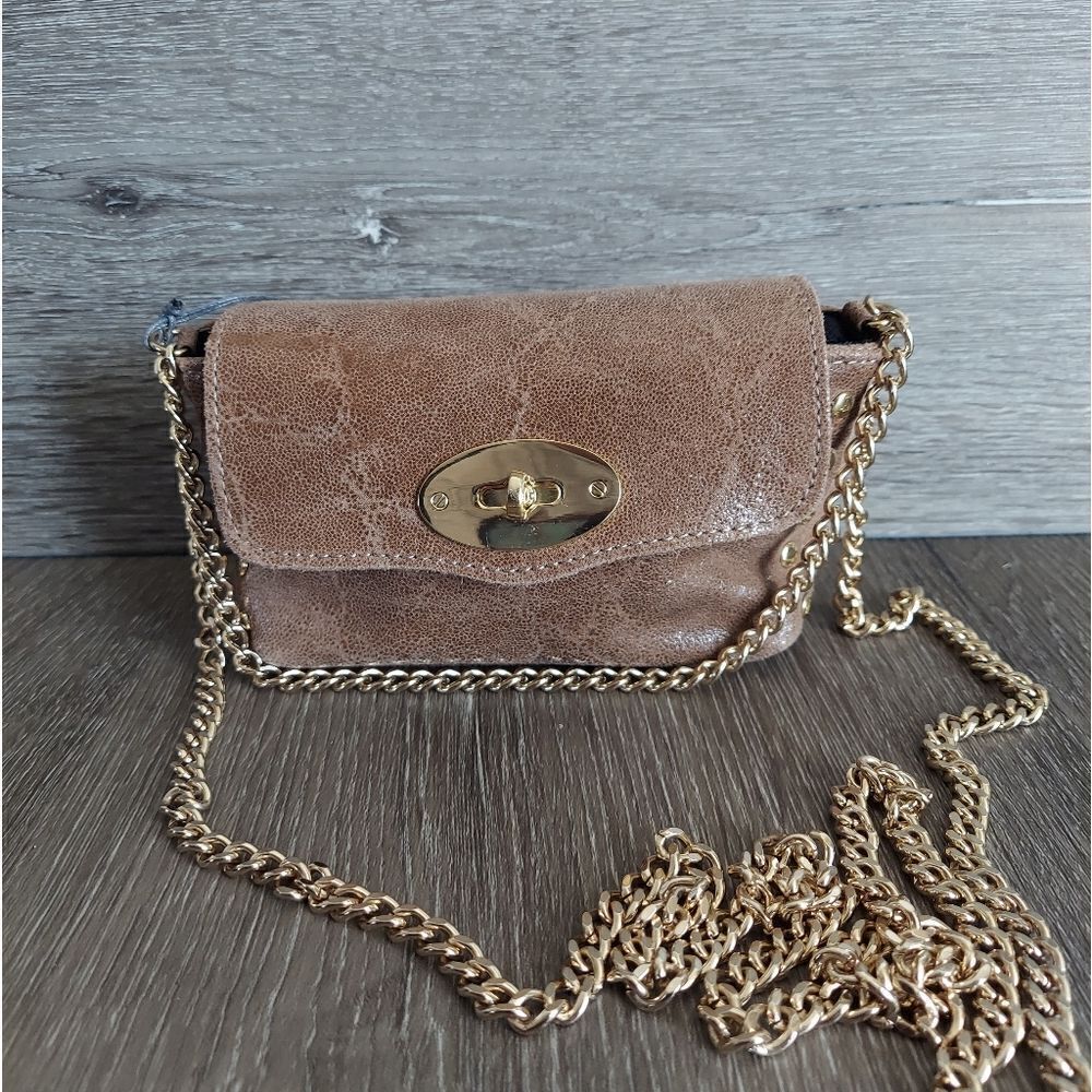 Tan Crossbody Shoulder Bag Chain Strap